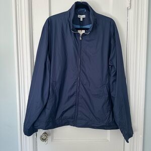 Peter Millar Navy Blue Windbreaker Size XL full zip gold jacket extra large NEW